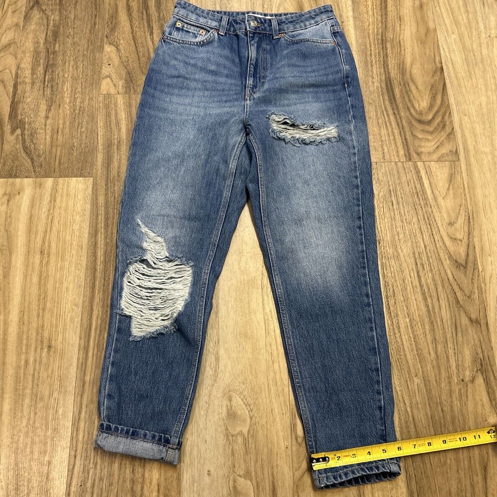 Topshop Nordstrom Mom Jeans High Waist Rise Skinny Distressed 28x30 Size 10 NWOT